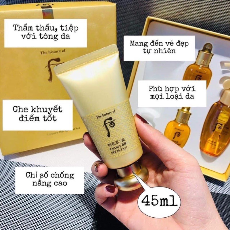 [GIÁ TỐT] Kem BB Whoo Luxury BB Cream Hoàng Cung cao cấp 45ml Hàn Quốc, DATE 2024