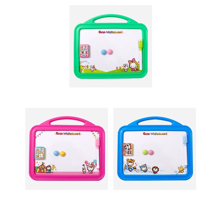 Bảng viết bút dạ 2 mặt kèm bút dạ và lau bảng nhiều màu cho bé