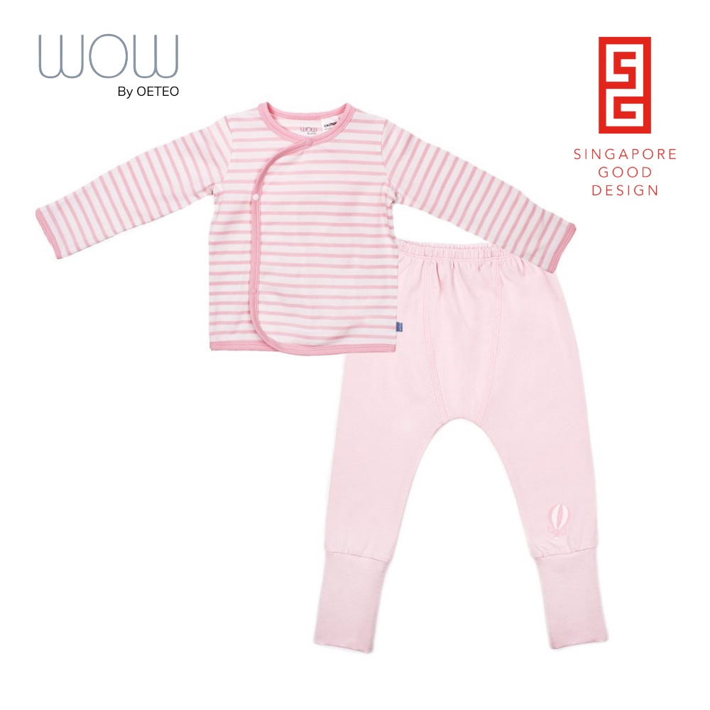 Bộ Thun Dài Tay Cài Lệch Wow By Oeteo Cho Bé Trai, Bé Gái Từ 0 Đến 1 Tuổi Vải Cotton Mềm Mại