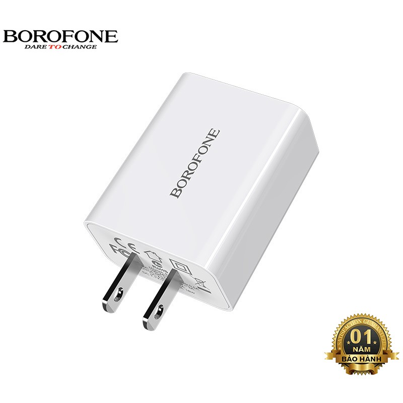Củ sạc nhanh 18W Borofone BA21 cổng USB, QC 3.0 - Chính hãng