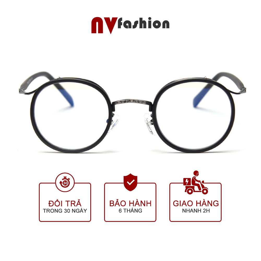 Gọng kính nữ tròn Retro NVfashion S22105, kính chống ánh sáng xanh