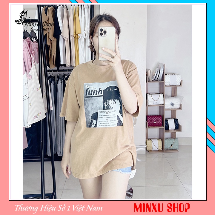 Áo phông nữ, áo thun cotton chất dày đẹp dáng thụng mặc giấu quần in hình chất lừ phom đẹp QCL1 Minxu shop mã AO93