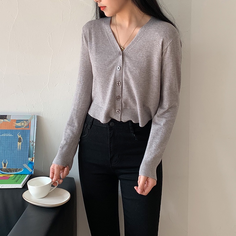 Áo khoác Cardigan Len đan mỏng Dài tay Ulzzang Hàn Quốc Áo Cardigan nữ Tay dài Thời trang