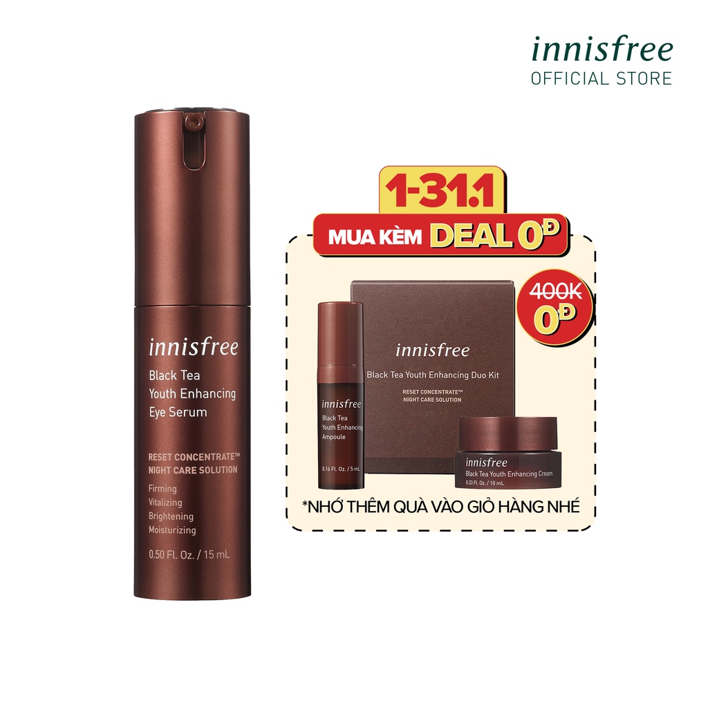 [Mã COSIF05 giảm 10% đơn 400K] Tinh chất dưỡng da vùng mắt từ trà đen innisfree Black Tea Youth Enhancing Eye Serum 15ml