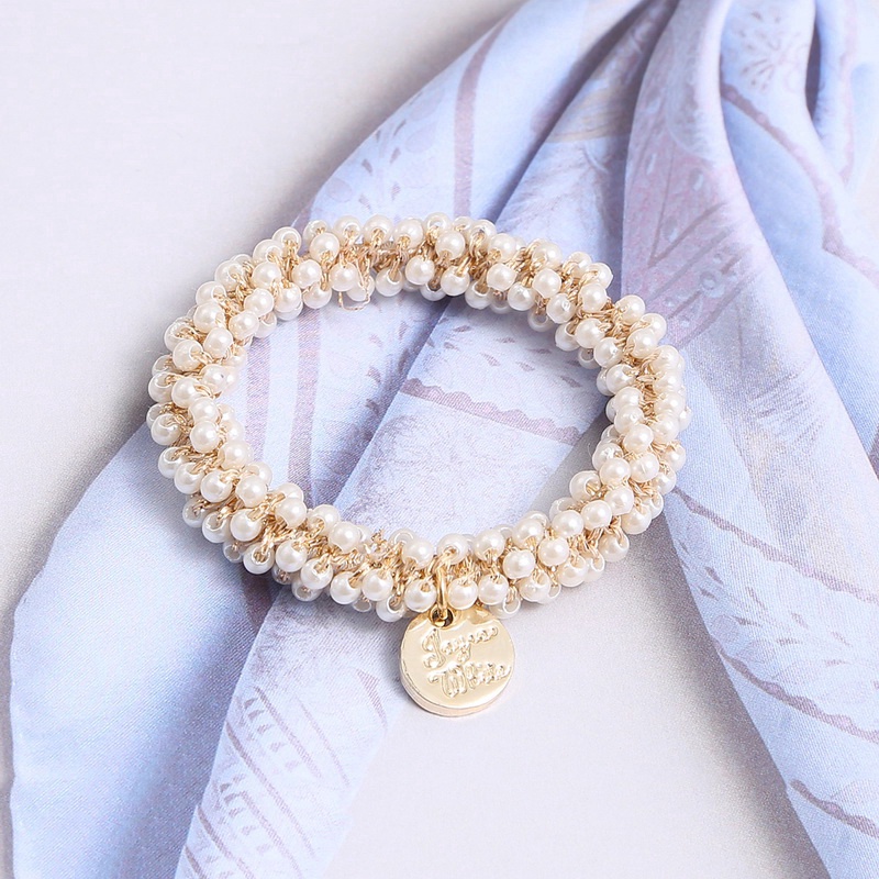 Dây Cột Tóc Co Giãn Đính Ngọc Trai / Pha Lê Thanh Lịch Cho Nữ