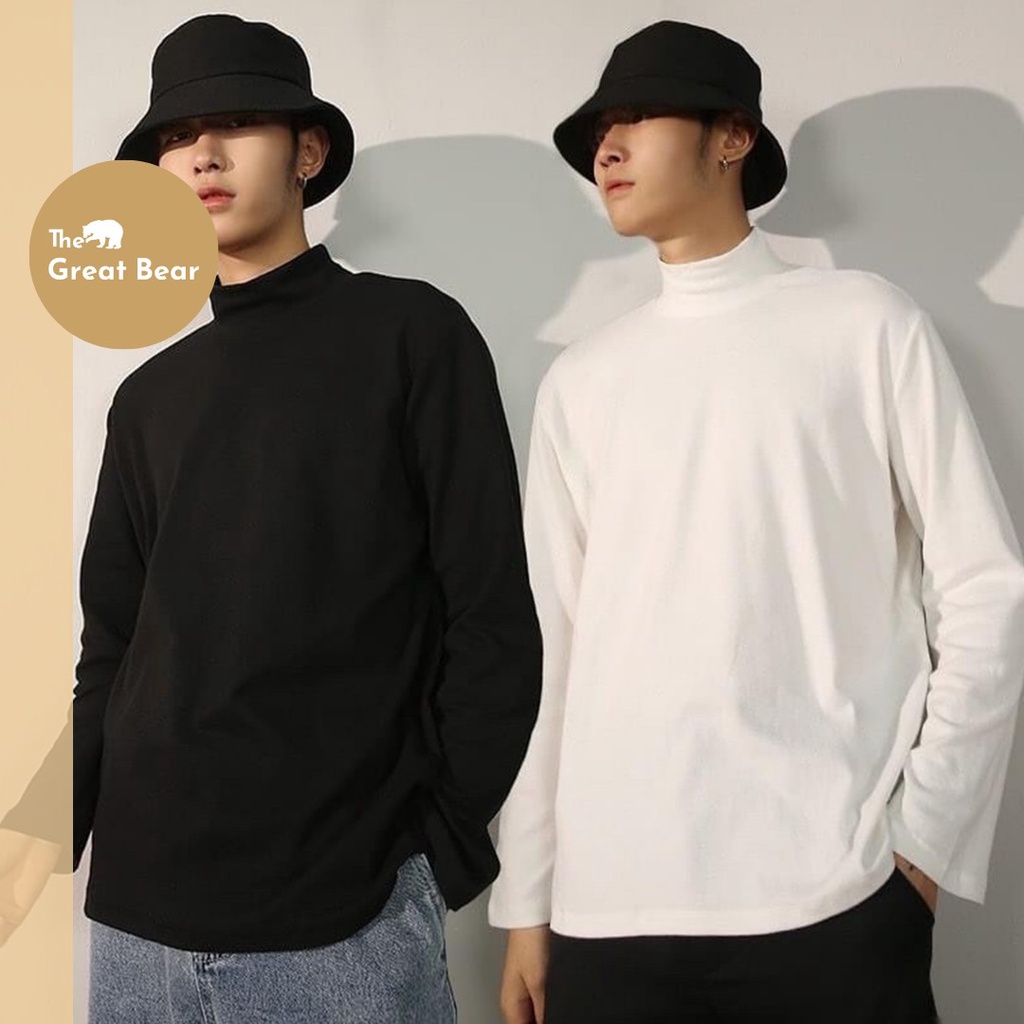 Áo thun cotton nam cổ lọ 4 phân tay dài - AT003A - THE GREAT BEAR