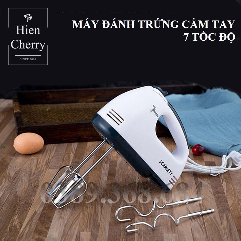 Máy đánh trứng,đánh kem cầm tay nhỏ gọn - Điều chỉnh 7 cấp tốc độ - Hoạt động êm ái