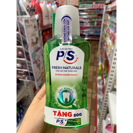 Nước súc miệng PS Fresh Naturals chai 300ml + Tặng kèm Kem đánh răng PS 80g