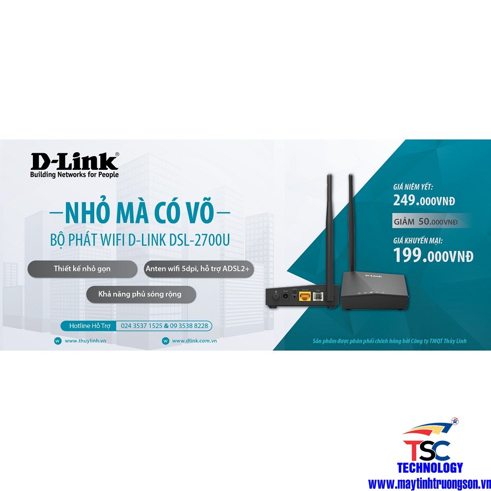 Modem Bộ Phát Wifi D-Link DIR-612 300Mbps/ DSL-2700U 150Mbps Chính Hãng Bảo Hành 24 Tháng