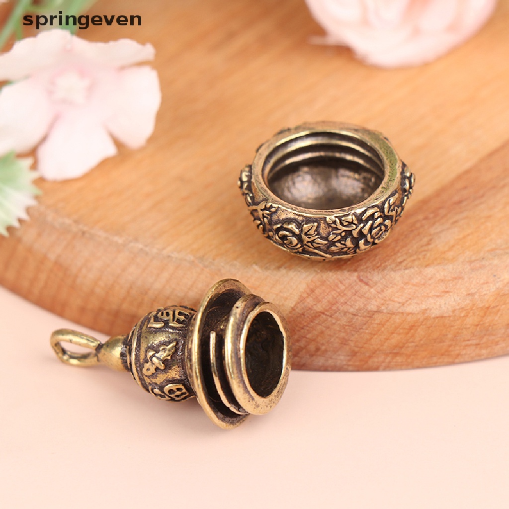 Hộp Đựng Thuốc Hình Hồ Lô Bằng Đồng Thau Có Móc Khóa Tiện Dụng