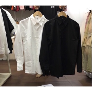 Áo SƠMI TRƠN Dài Tay Basic Unisex (trắng, đen)