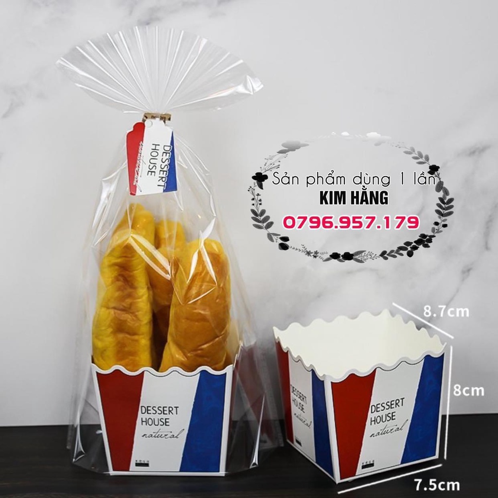 Set 100 túi bóng kiến nhỏ kèm đế giấy đựng bánh cookie