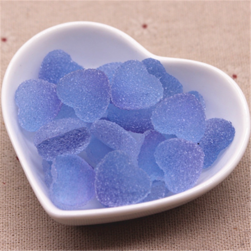 10Pcs/set Gradient Color Cute Simulation Resin Love Heart Candy Flatbacks Cabochon for Phone Case DIY