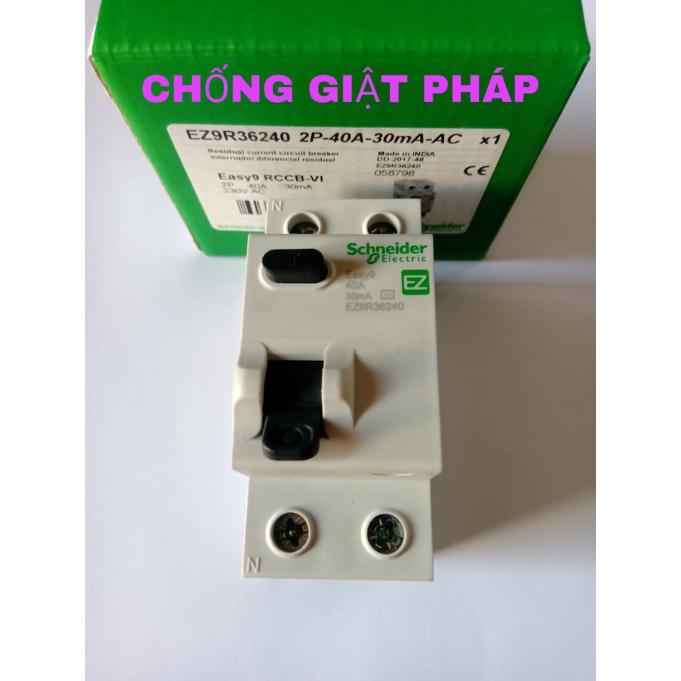 Aptomat RCCB Chống Giật 40A/220V  Pháp Schneider Chính Hãng - NHẬP KHẨU PHÁP