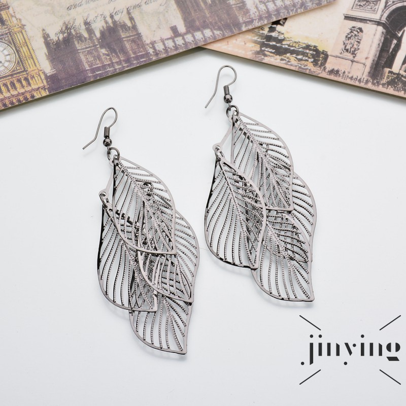 Bông tai kim loại GETNOIVAS hình lá thời trang đường phố Châu Âu cho nữ