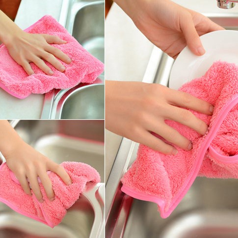 Combo 5 Khăn Lau Tay Nhà Bếp Đa Năng CÓ MÓC TREO TƯỜNG Siêu Thấm Mềm Mại Lau Bếp Lau Cốc Chén Nhiều Màu Sắc Tiện Dụng