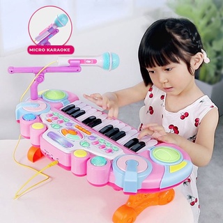 Đàn đồ chơi cho bé - Đồ chơi đàn nhựa piano đáng yêu hình con bò - con thỏ, có nhạc phát sáng cho bé