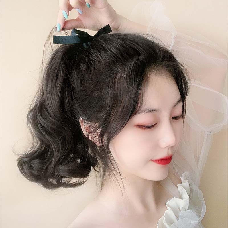 Tóc Giả Dài 30cm Xoăn Có Ruy Băng Thời Trang Cho Nữ