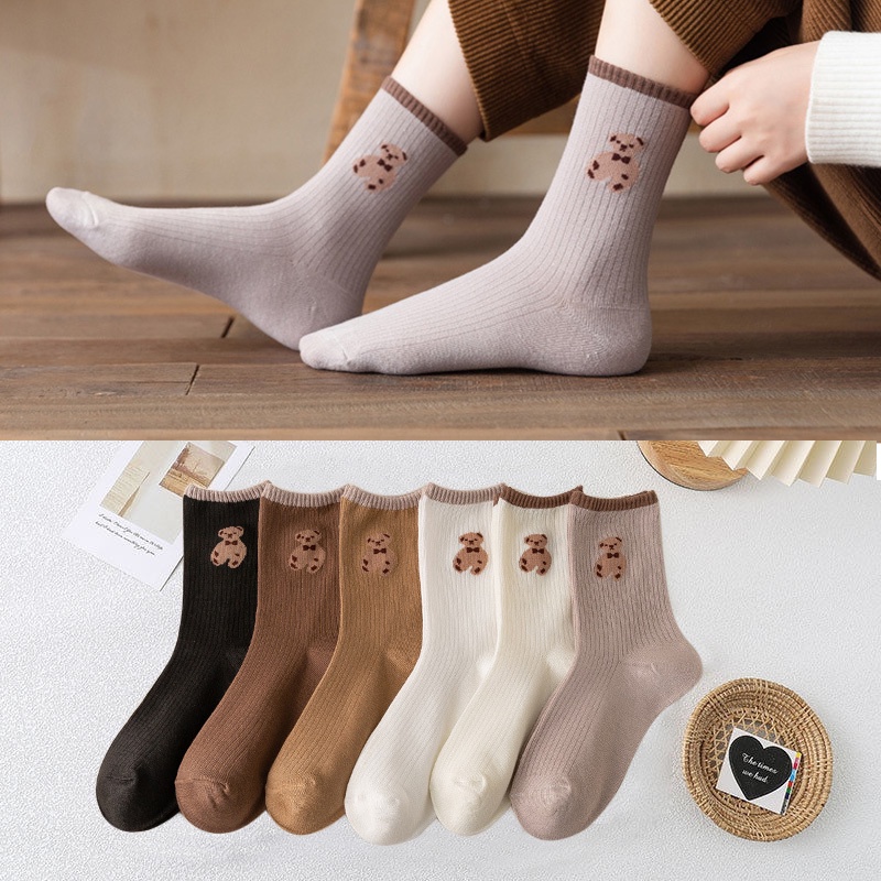 Vớ Cổ Cao Thoáng Khí Họa Tiết Hoạt Hình Dễ Thương Cho Nữ