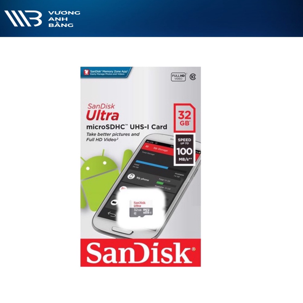 Thẻ nhớ microSD Sandisk 32GB 64GB 128GB upto 100MB/s