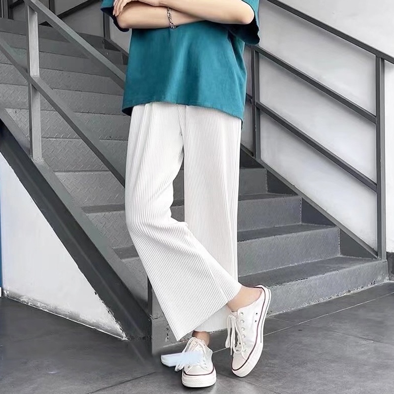 Quần Dài Vải Lụa Lạnh Mỏng Dáng Rộng Màu Trơn Thời Trang Mùa Hè Cho Nam Size M-4XL