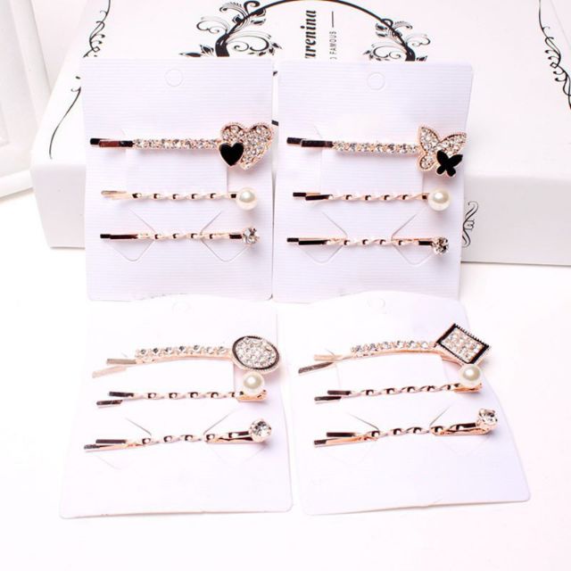 Set 3 kẹp tóc đính đá hàn quốc