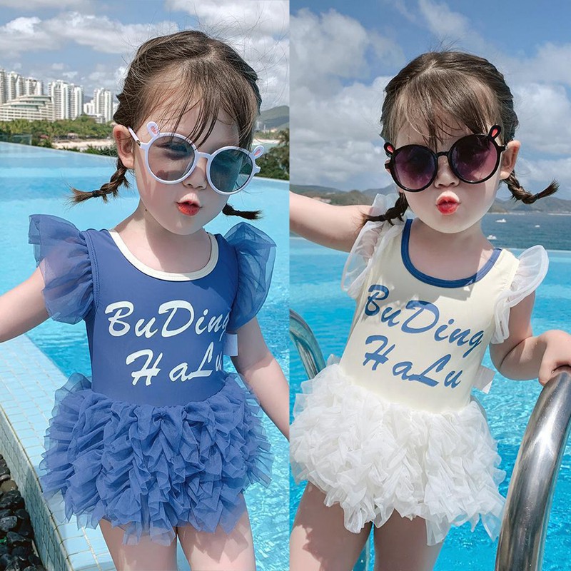 Đồ Bơi Một Mảnh Phối Ren Cho Bé Gái