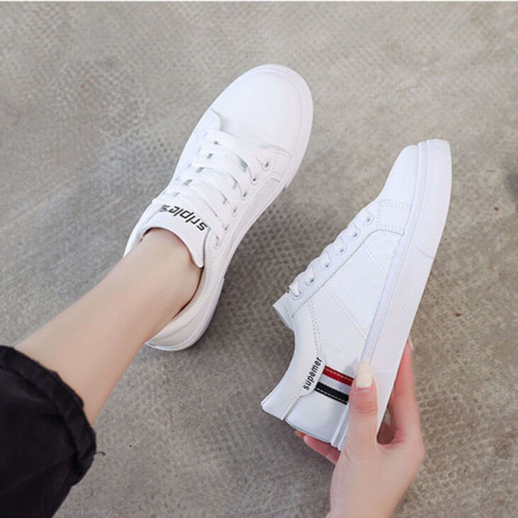 Giày Da Nữ, Giày Sneaker Da Nữ G54 Màu Trắng Đẹp Phong Cách Thời Trang Học Sinh Sinh VIên Đi Học Đi Chơi