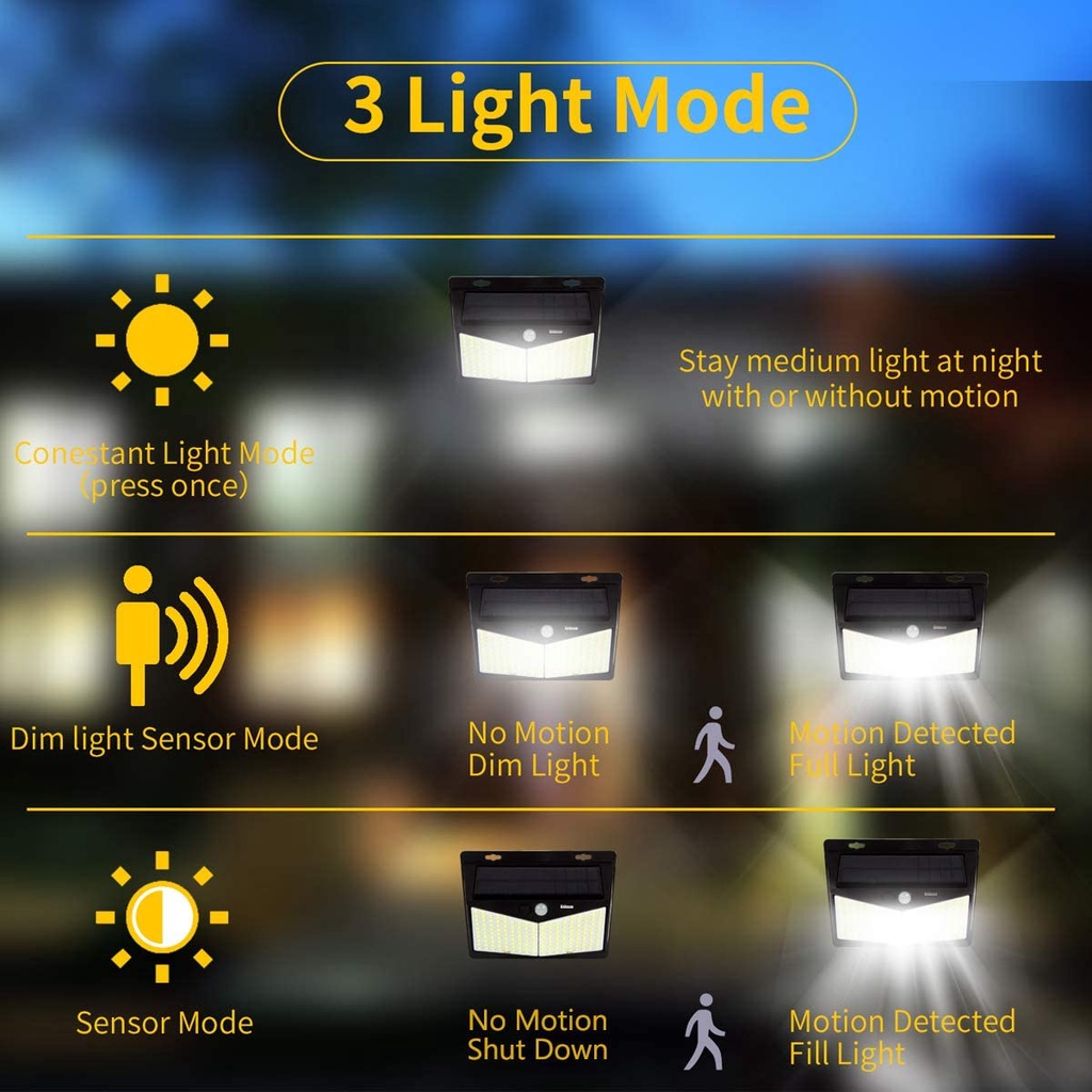 Đèn LED năng lượng mặt trời gắn tường siêu sáng chống nước