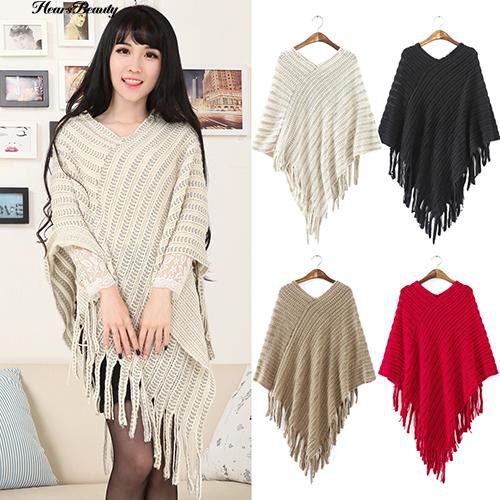 Áo Choàng Len Cánh Dơi Phối Tua Rua Thời Trang Cho Nữ | BigBuy360 - bigbuy360.vn