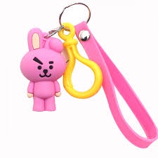 Móc chìa khóa hình nhân vật hình Kpop BTS BT21 hiệu ứng 3D đáng yêu bằng silicon.