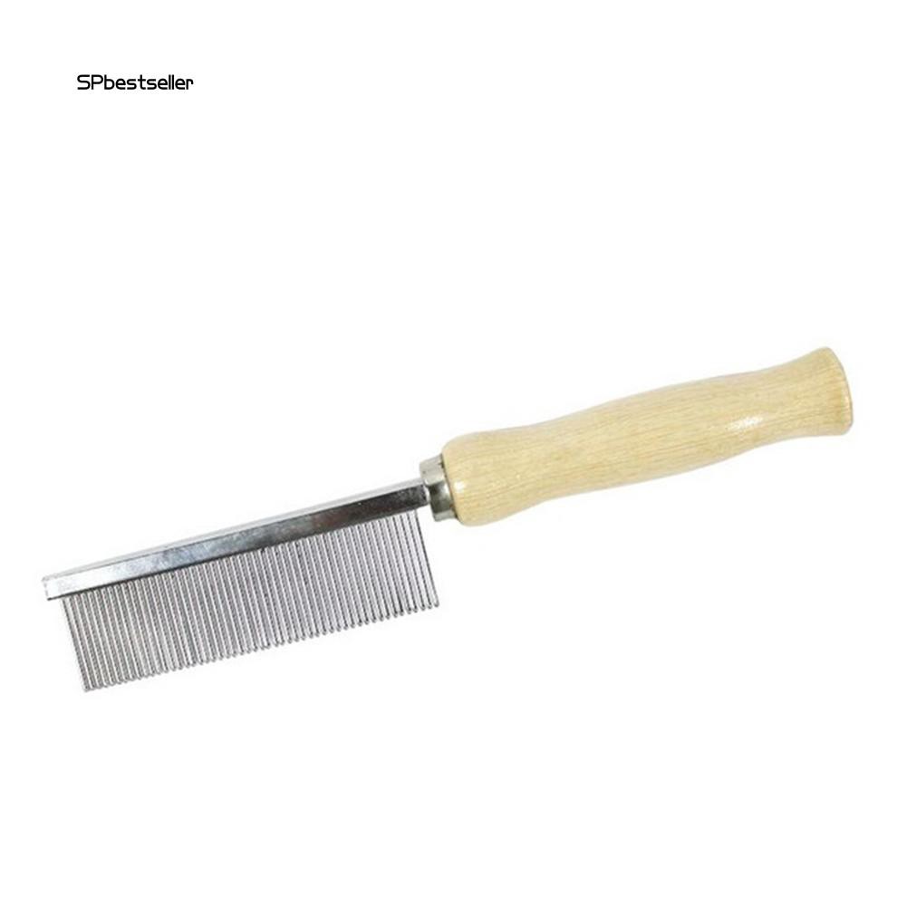 Lược chải lông cho thú cưng bằng thép không gỉ cán gỗ làm sạch răng