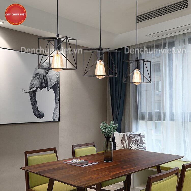 Đèn thả nghệ thuật khung sắt độc đáo nhiều kiểu dáng thích hợp trang trí quán, bàn ăn, quầy bar...
