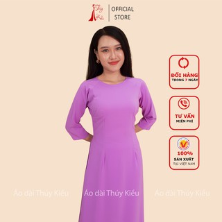 Áo dài Thúy Kiều áo dài trơn lụa Nhật màu tím cà K5