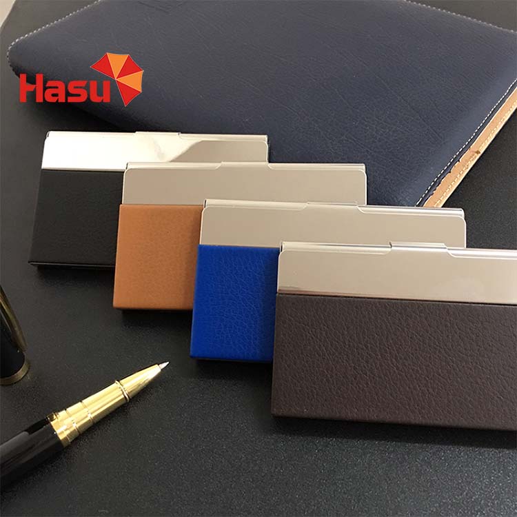 Hộp đựng name card, card visit khung théo không rỉ bồi da PU Hasu M652