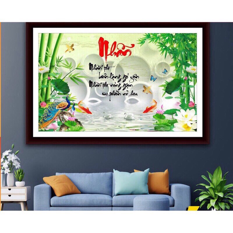 Tranh thêu chữ thập Nhẫn LV3399 kt 80x45cm