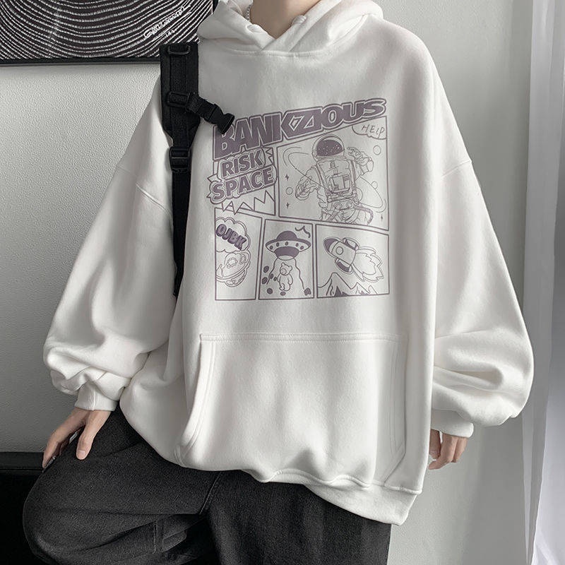 Unisex Pattern áo hoodie mũ bigsize áo hoodie form rộng thời trang hàn quốc áo khoác hoodie nam