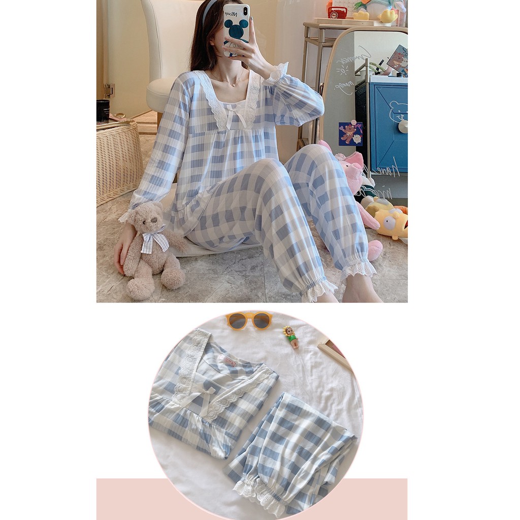 Bộ Đồ Ngủ Nữ Mặc Ở Nhà - Quần Áo Pijama Dài Tay Vải Cotton Co Giãn 4 Chiều Thu Đông Xuân Dễ Thương Ảnh Thật+Video BĐN15 | BigBuy360 - bigbuy360.vn