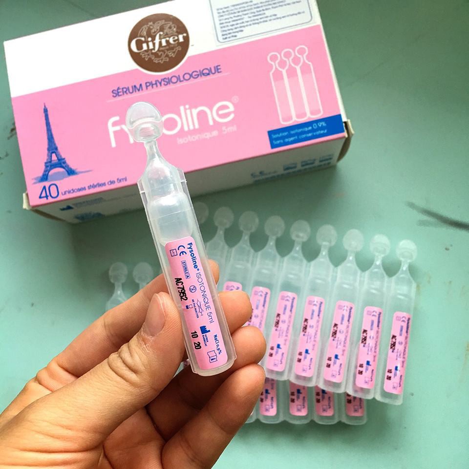 Nước muối sinh lý flysoline hồng (dùng hàng ngày cho trẻ em vệ sinh mắt, mũi, miệng, ... )