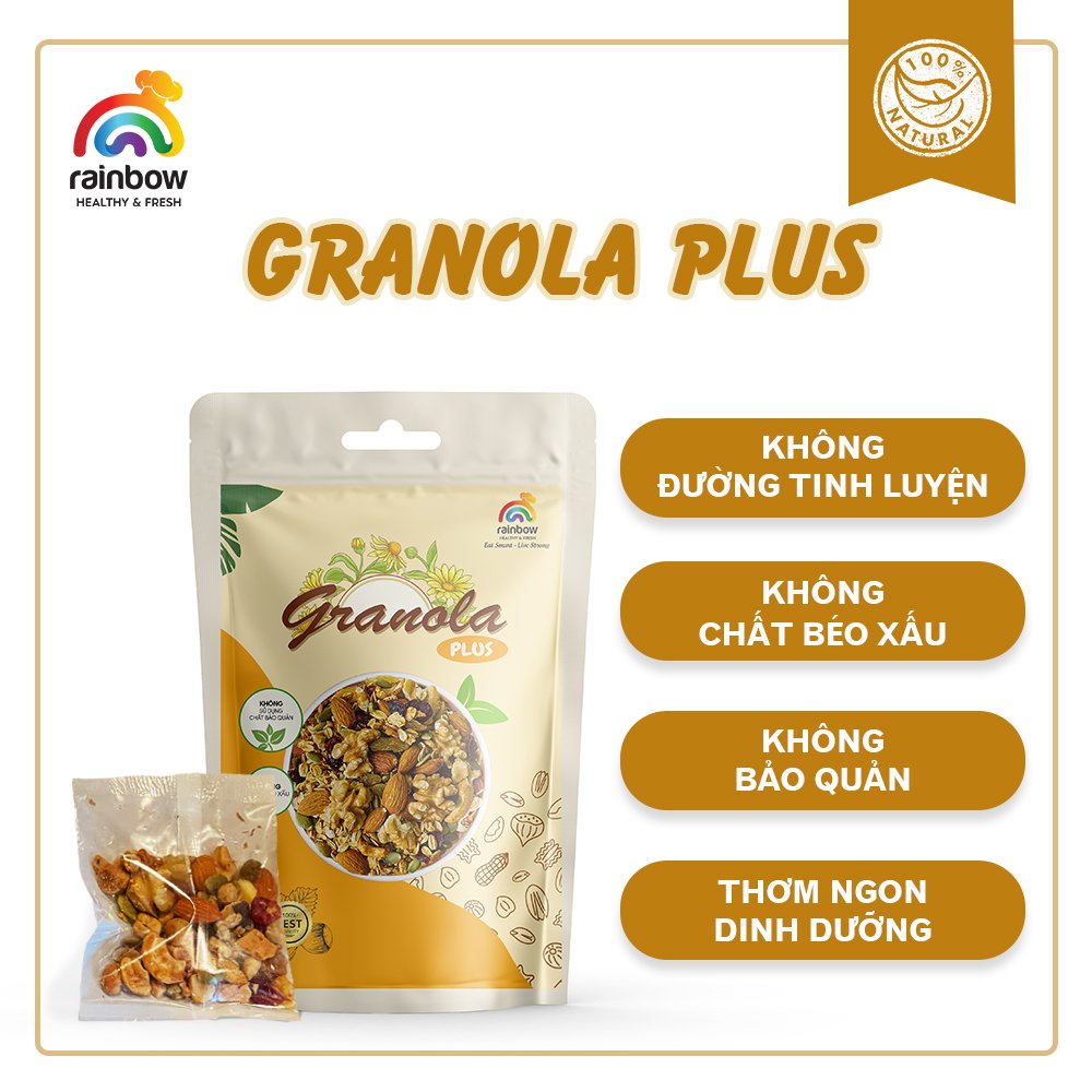 GRANOLA PLUS RAINBOW Túi 240g - Có 8 túi nhỏ tiện dụng, hỗ trợ giảm cân lành mạnh, hiệu quả