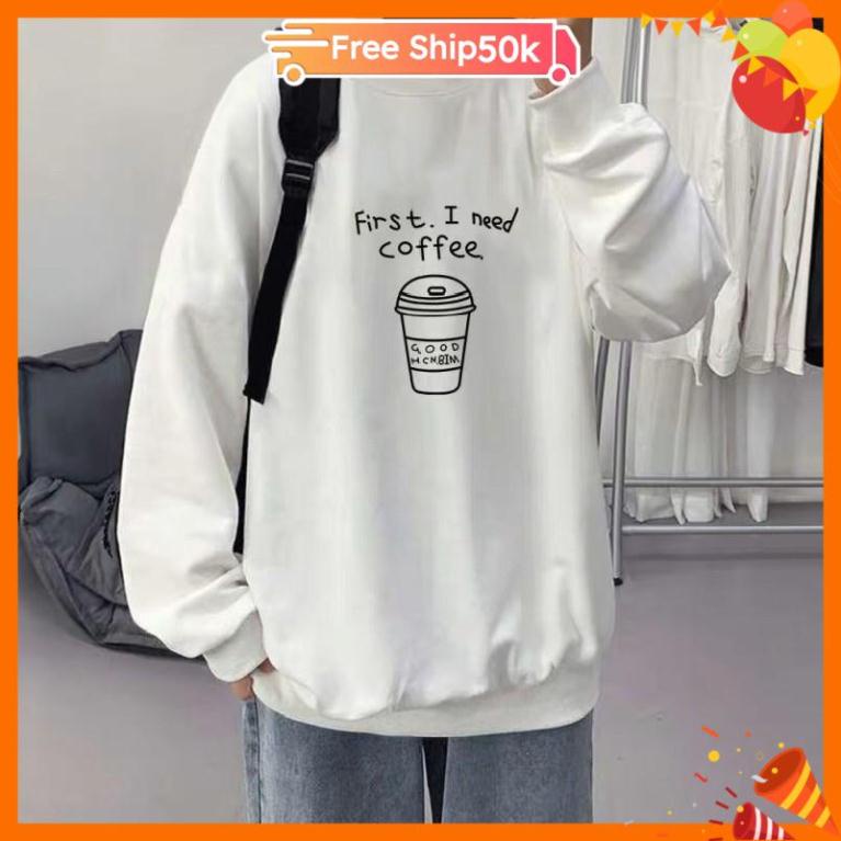 Áo sweater nỉ unisex form rộng, Áo Hoodie Coffee nam nữ phong cách ulzzang Wind