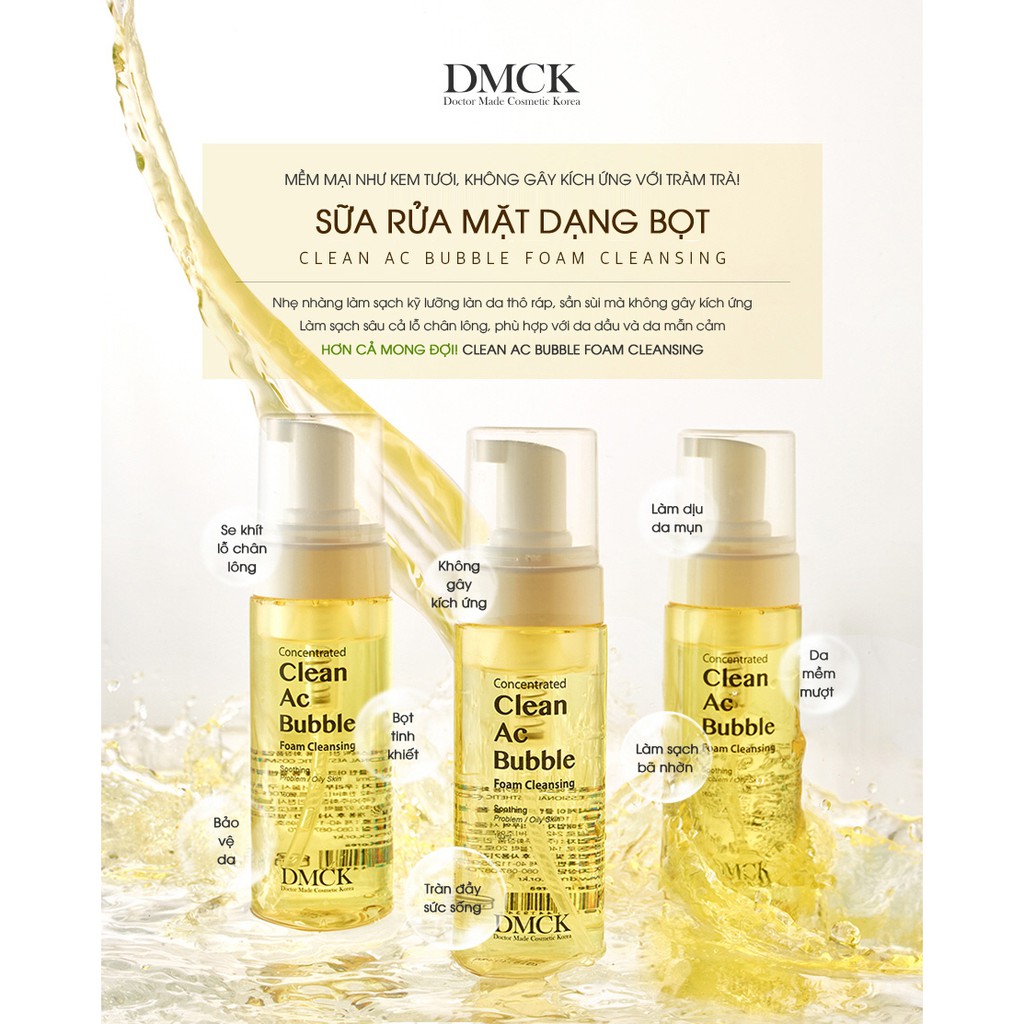 Sữa rửa mặt dạng bọt Clean Ac – DMCK Clean Ac Bubble Foam Cleansing 160ml