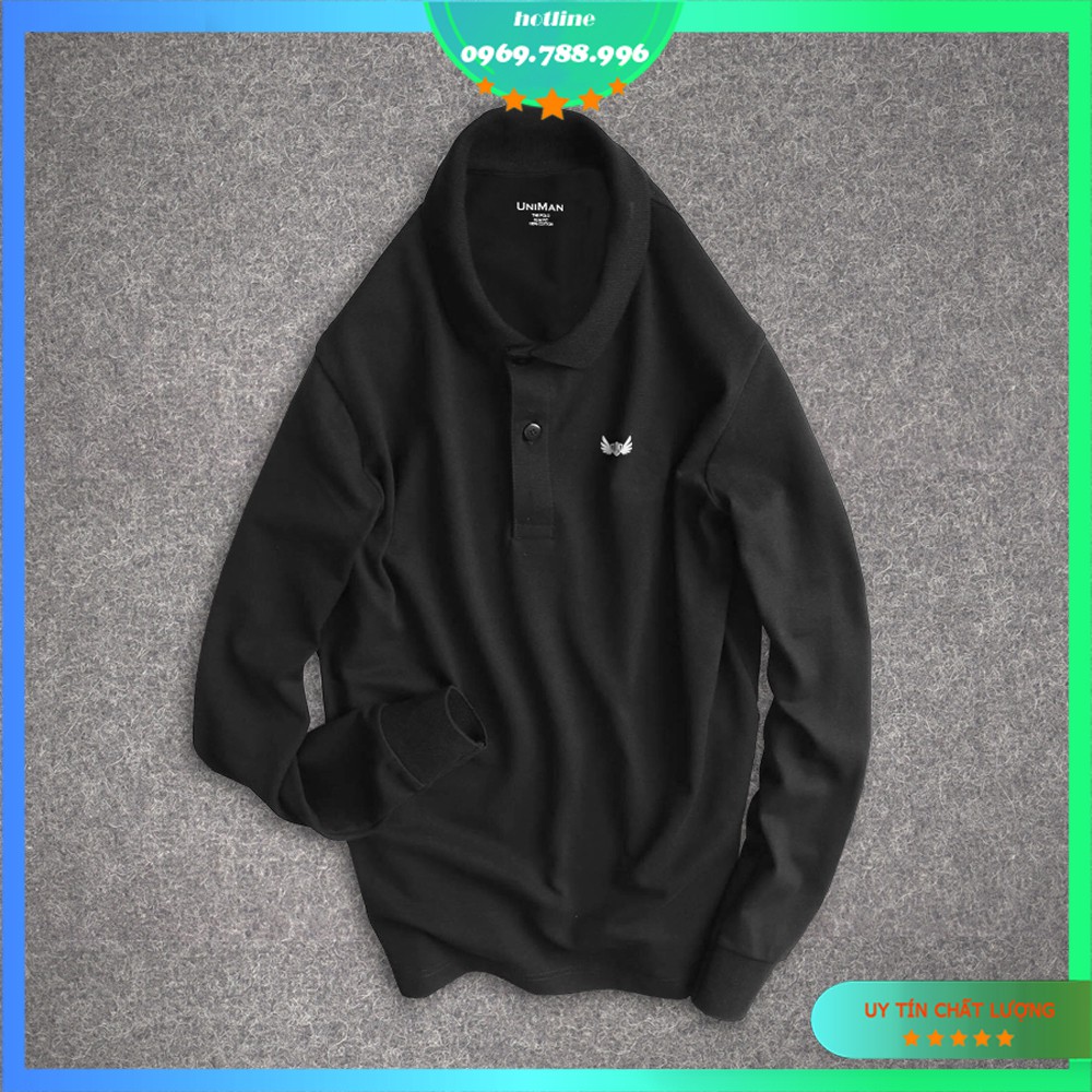 (Phom 48-76 kg)Áo thun dài tay nam nam Có Cổ Polo Cao Cấp Mới Logo Thêu Sắc Nét, 5 size, 4 màu lựa chọn