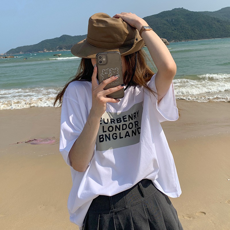 Áo thun NZN tay ngắn cổ tròn dáng rộng in chữ thoải mái thời trang mùa hè