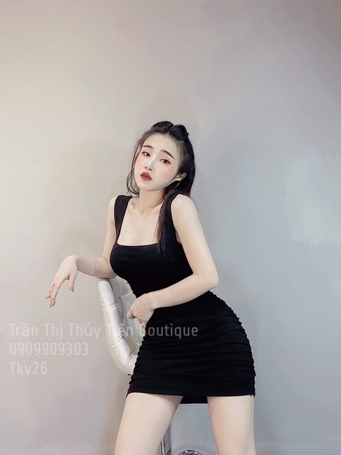 Đầm body nhún 2 dây bản to thun borip - S5T | BigBuy360 - bigbuy360.vn
