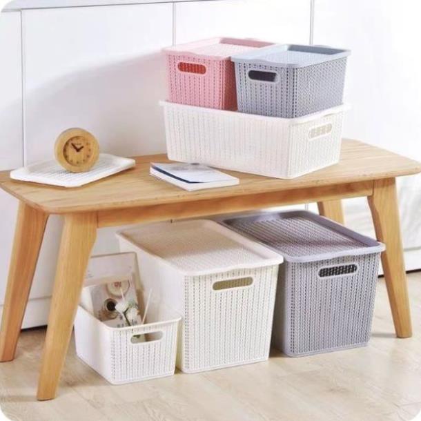 [Kho sỉ]  Rổ đựng đồ có nắp kiểu Hàn Quốc