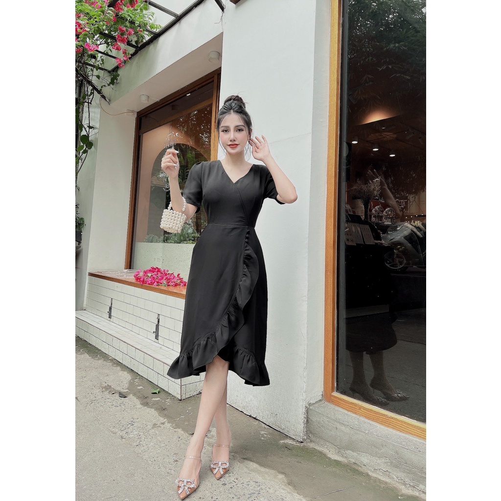 ĐẦM THIẾT KẾ ĐẮP CHÉO PHỐI BÈO KHÁNH LINH –M018