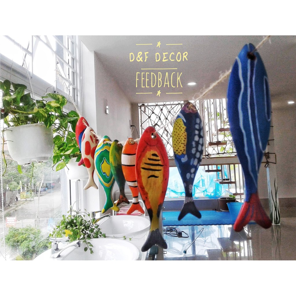 Combo 3 cá gỗ D14_17_19, Gỗ Tự Nhiên Decor, Trang Trí Dễ Thương