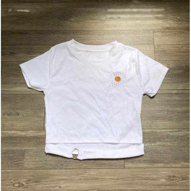 Áo Croptop Thêu Hoa Cúc Phối Khoen Eo Borip Thun Gân Nữ Cá Tính Màu Tím/Đen/Trắng/Vàng DRACR15 Mys Unicorn Fashion | BigBuy360 - bigbuy360.vn