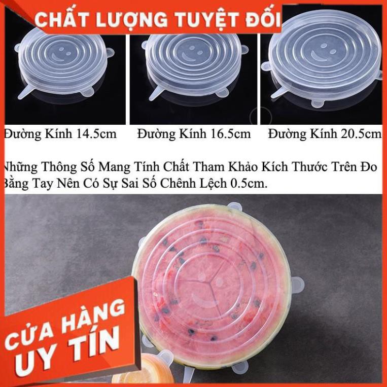 [Combo 6 cái loại đẹp] Bộ nắp đậy thức ăn sillicon chịu nhiệt tốt, bộ màng bọc thực phẩm silicon